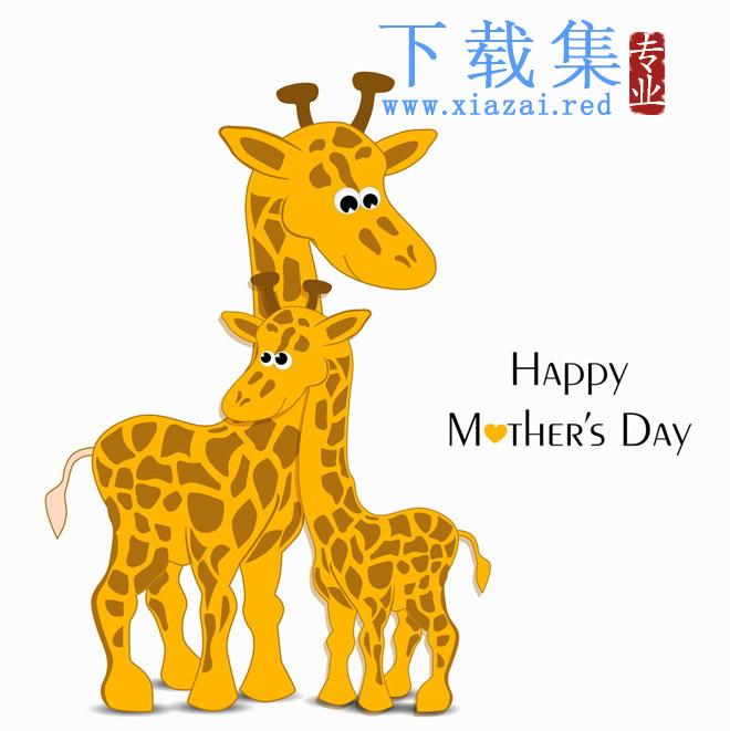 母爱系列卡通动物PPT背景图片