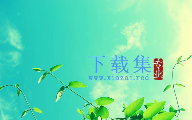 两张蓝天白云下唯美植物PPT背景图片