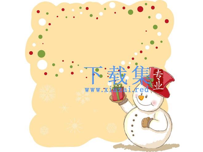 雪人黄色背景边框PPT背景图片