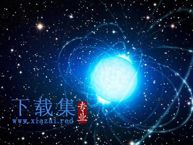 蓝色夜空宇宙星球PPT背景图片