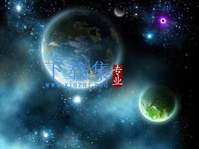 蓝色宇宙星空星球PPT背景图片