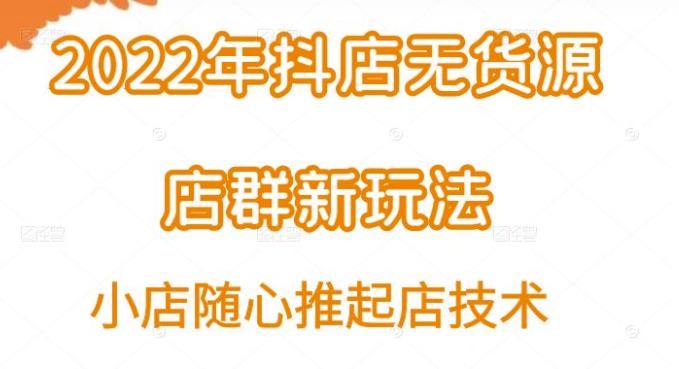 小卒·2022年抖店无货源店群新玩法汇总和小店随心推起店技术