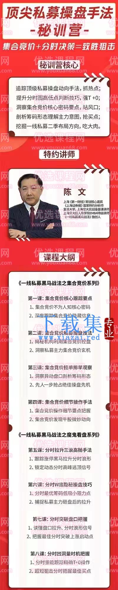 陈文顶尖私募操盘手法秘训营 集合竞价+分时决策