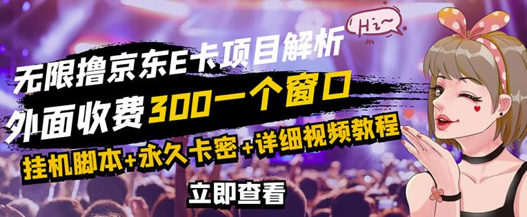 京东无限E卡全自动挂机项目，号称日入500–1000【永久版脚本+详细操作教程】