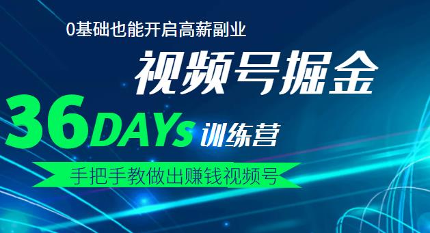 【视频号掘金营】36天手把手教做出赚钱视频号，0基础也能开启高薪副业！