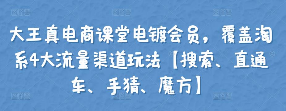 大王真电商课堂电镀会员，覆盖淘系4大流量渠道玩法【搜索、直通车、手猜、魔方】