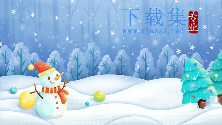 两张卡通冬天的雪人PPT背景图片