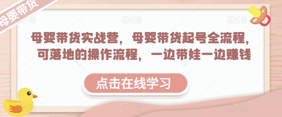 母婴带货实战营，母婴带货起号全流程，可落地的操作流程，一边带娃一边赚钱（附素材）