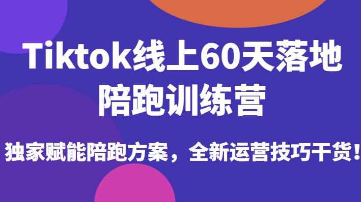 Tiktok线上60天落地陪跑训练营，独家赋能陪跑方案，全新运营技巧干货