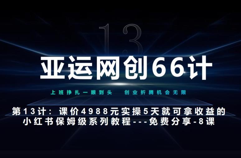 亚运网创66计第13计：小红书实战系列，只需5天即可完全上手-系列10节课第8课–秘笈3式建立专属爆款选题库–高杠杆+嚼碎喂嘴里