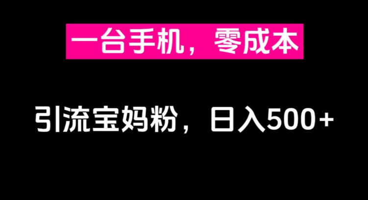 一台手机，零成本引流宝妈粉，日入500+