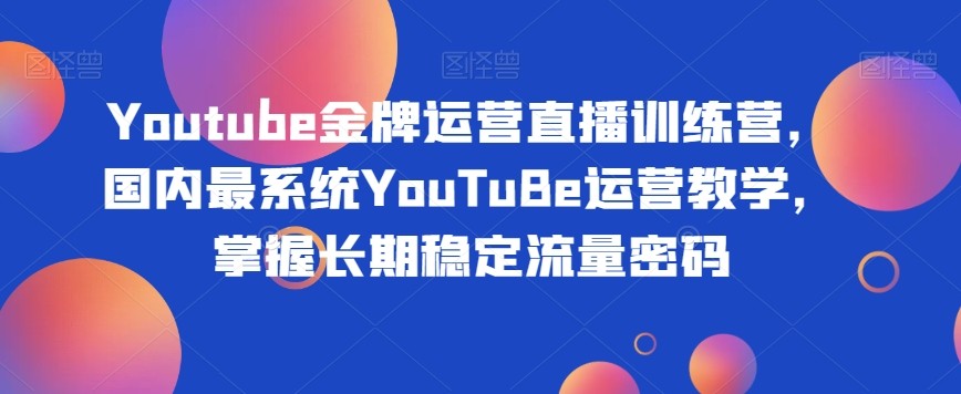 Youtube金牌运营直播训练营，国内最系统YouTuBe运营教学，掌握长期稳定流量密码  第1张