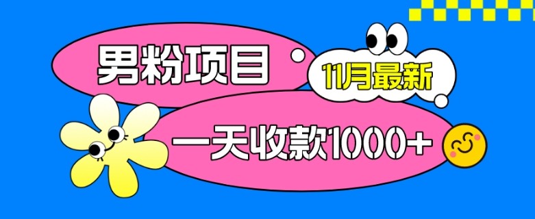 11月最新男粉项目，日引500+色粉，一天收款1000+