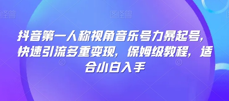 抖音第一人称视角音乐号力暴起号，快速引流多重变现，保姆级教程，适合小白入手