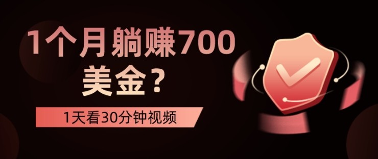 1天看30分钟视频，1个月躺赚700美金？