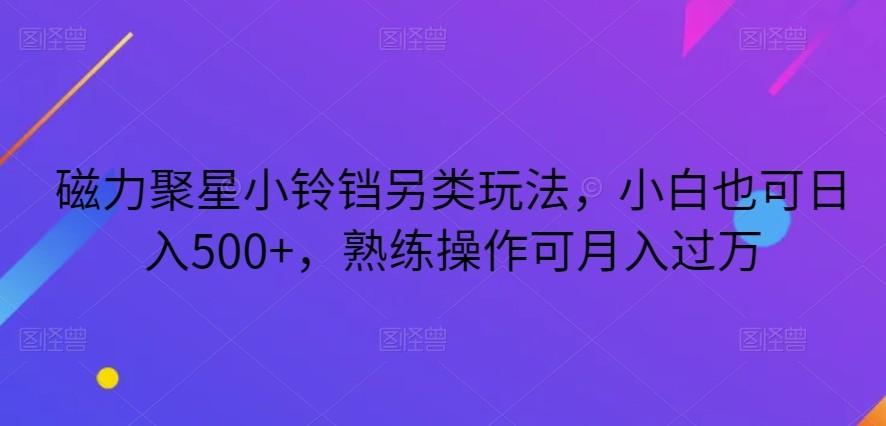 磁力聚星小铃铛另类玩法，小白也可日入500+，熟练操作可月入过万