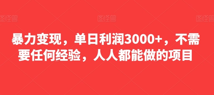 暴力变现，单日利润3000+，不需要任何经验，人人都能做的项目