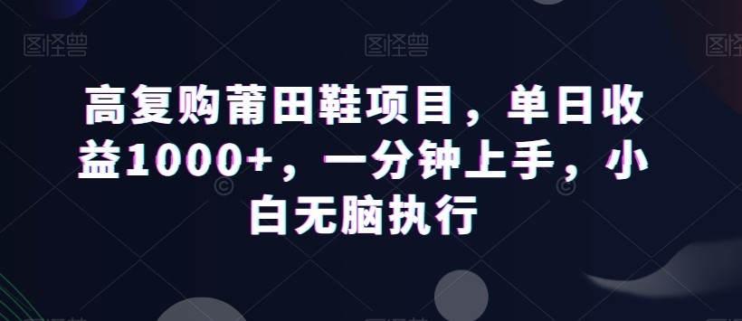 高复购莆田鞋项目，单日收益1000+，一分钟上手，小白无脑执行