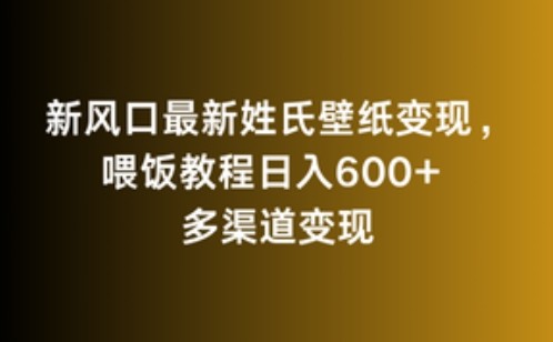 新风口最新姓氏壁纸变现，喂饭教程日入600+【揭秘】