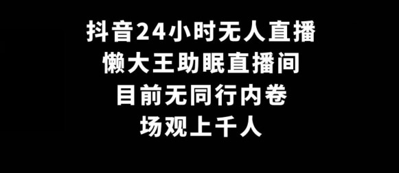 抖音24小时无人直播，懒大王助眠直播间，目前无同行内卷，场观上千人