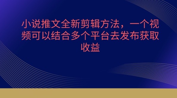 小说推文全新剪辑方法，一个视频可以结合多个平台去发布获取【揭秘】