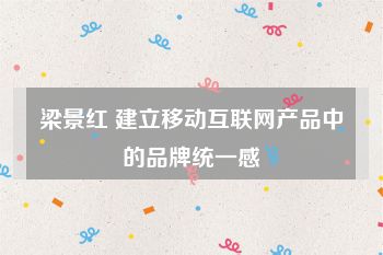 梁景红 建立移动互联网产品中的品牌统一感