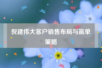 倪建伟大客户销售布局与赢单策略