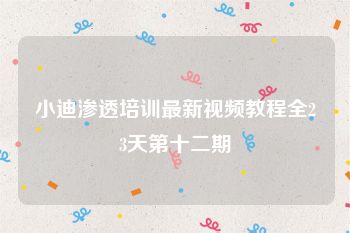小迪渗透培训最新视频教程全23天第十二期