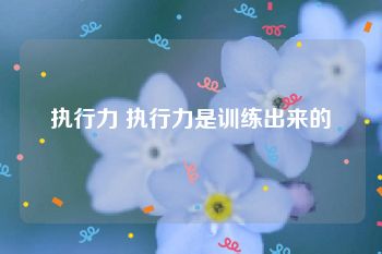 执行力 执行力是训练出来的