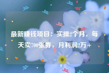 最新赚钱项目：实操2个月，每天卖700张券，月利润2万+