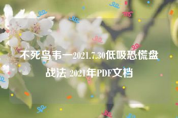 不死鸟韦一2021.7.30低吸恐慌盘战法 2021年PDF文档