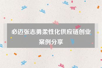 必迈张志勇柔性化供应链创业案例分享