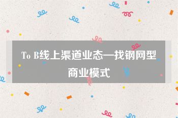 To B线上渠道业态—找钢网型商业模式