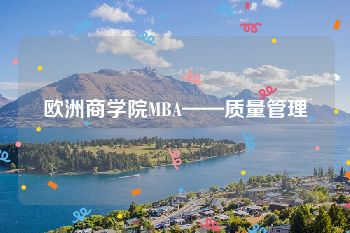 欧洲商学院MBA——质量管理