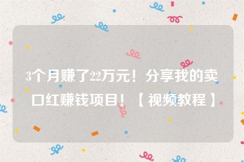 3个月赚了22万元！分享我的卖口红赚钱项目！【视频教程】