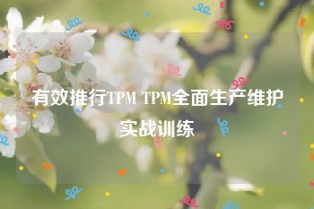 有效推行TPM TPM全面生产维护实战训练