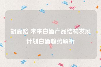 胡夏路 未来白酒产品结构发展计划白酒趋势解析