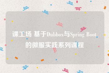 课工场 基于Dubbox与Spring Boot的微服实践系列课程