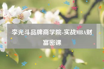 李光斗品牌商学院-实战MBA财富密课