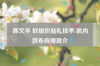 陈文华 软组织贴扎技术-肌内效布应用简介