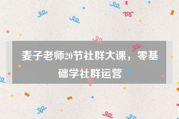 麦子老师20节社群大课，零基础学社群运营