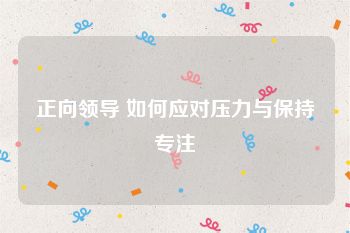 正向领导 如何应对压力与保持专注