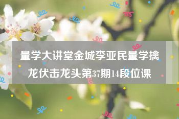 量学大讲堂金城李亚民量学擒龙伏击龙头第37期14段位课