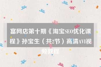 富网店第十期《淘宝SEO优化课程》孙宝生（共2节）高清AVI视频教程
