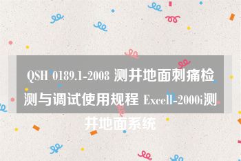 QSH 0189.1-2008 测井地面刺痛检测与调试使用规程 Excell-2000i测井地面系统