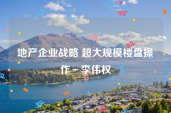 地产企业战略 超大规模楼盘操作－李伟权