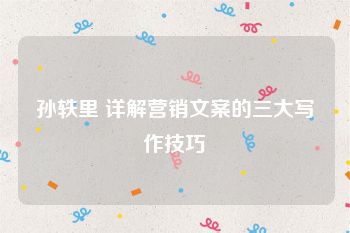 孙轶里 详解营销文案的三大写作技巧