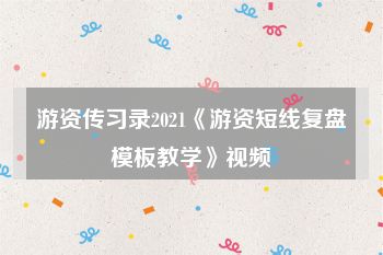 游资传习录2021《游资短线复盘模板教学》视频