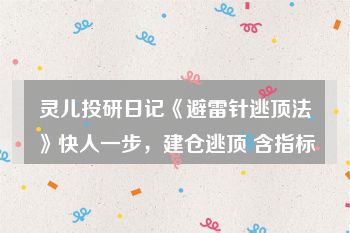 灵儿投研日记《避雷针逃顶法》快人一步，建仓逃顶 含指标