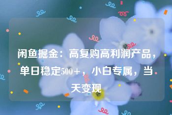 闲鱼掘金：高复购高利润产品，单日稳定500+，小白专属，当天变现